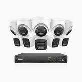 H800 - 4K 16 Channel PoE Security System with 5 Bullet & 5 Turret Cameras, Human & Vehicle Detection, Color & IR Night Vision, Built-in Mic, RTSP Supported